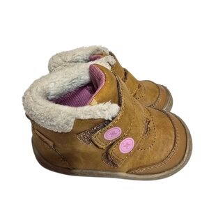 Stride Rite Esther Brown and Pink  Toddler Kids Boots Washable Memory Foam 4